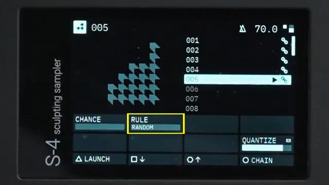 Jetzt wähle ich eine Regel. Das ist sehr ähnlich wie Ableton Follow Actions, falls ihr damit vertraut seid.