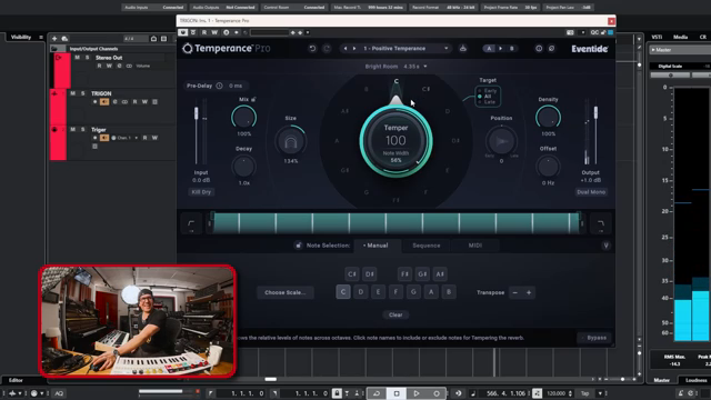 Mit dem Temper auf null resonieren alle Töne gleich.