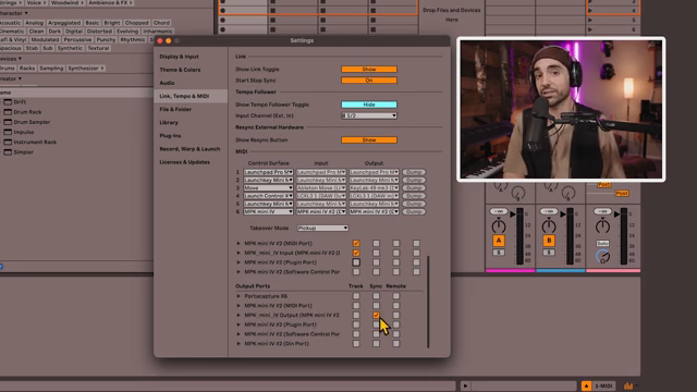Das wird später entscheidend sein, wenn wir den Arpeggiator oder Note Repeat des MPK Mini mit dem Tempo von Live synchronisieren wollen.