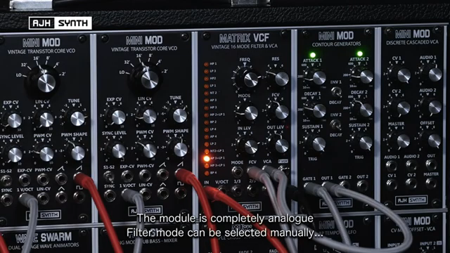 Das Modul ist komplett analog und der Filtertyp kann manuell über den Regler auf der Frontplatte oder durch eine externe Steuerspannung…