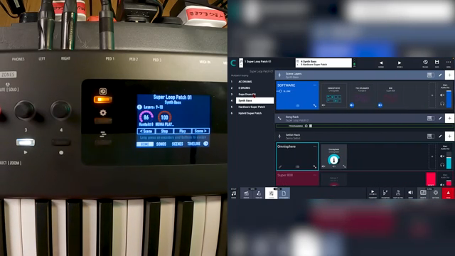 Without even having to touch anything, all I need to do is I press this. And now I'm on the next patch, which is an Omnisphere bass.