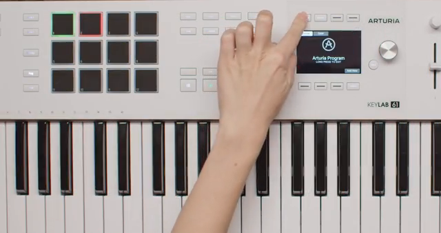 Wenn Analog Lab ausgewählt ist, kannst du das Plugin wie im Standalone-Modus steuern – Navigation, Aktionen und Effekte.