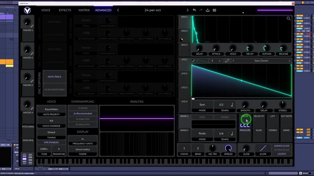 Warum nicht den Key-Tracking-Parameter des Synths nehmen, ihn auf Pitch schicken, aber in die entgegengesetzte Richtung, sodass er bei…