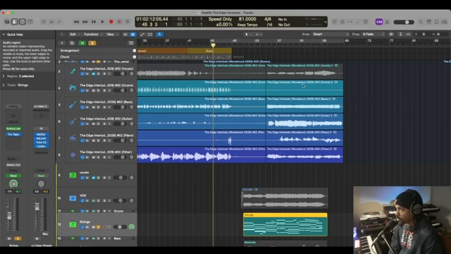 There's no drums in the interlude at all but it's just as dope as the beat.