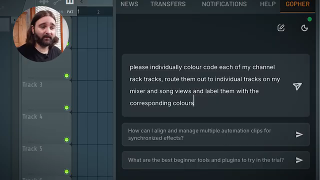 Und wie man in Echtzeit sieht, erscheinen diese Tracks jetzt mit diesen Farben, und die Farben erscheinen gleichzeitig auf meinem FL Key –…